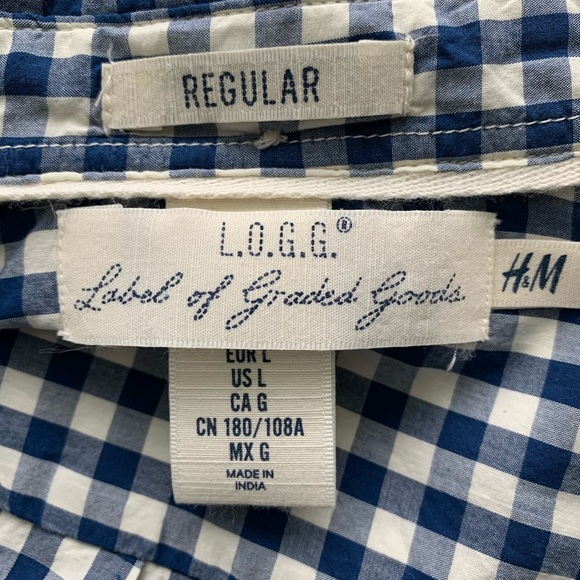 L.O.G.G. H&M Button Down Blue/Cream Shirt - Picture 5 of 8